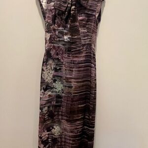 Alberta Ferretti Purple and Cream Midi Dress